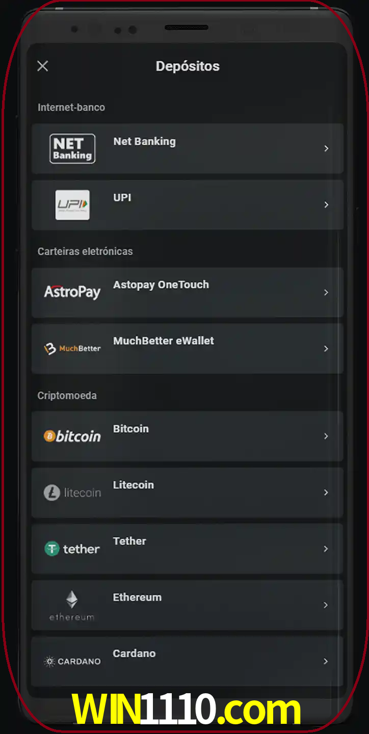 Você pode usar métodos alternativos de depósito.