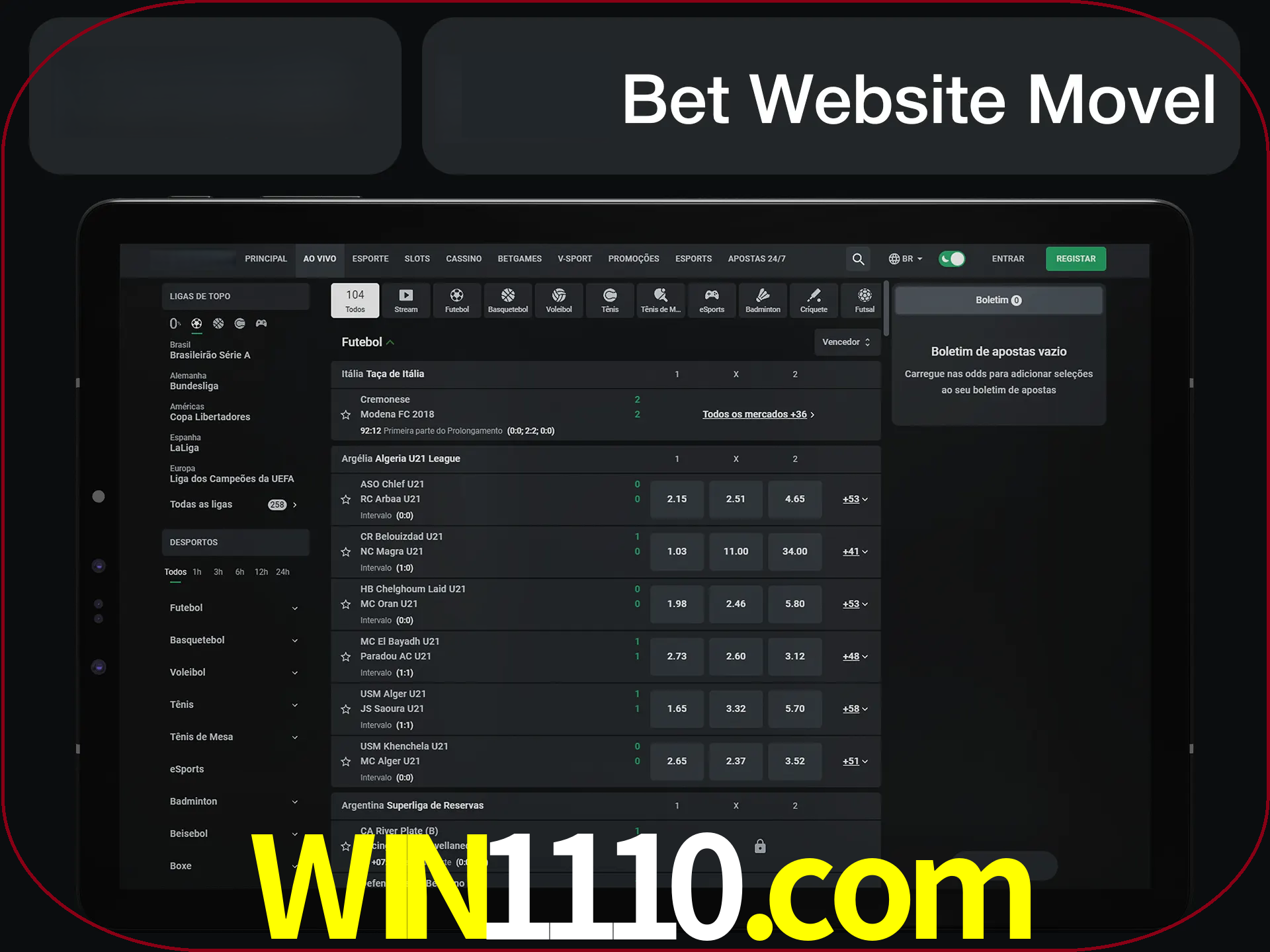 Use nosso website em qualquer dispositivo.